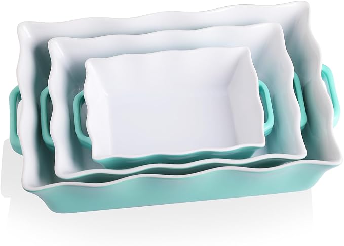 Sweejar Casserole Dishes for Oven, Ceramic Bakeware Set of 3, Rectangular by Sweejarco1949