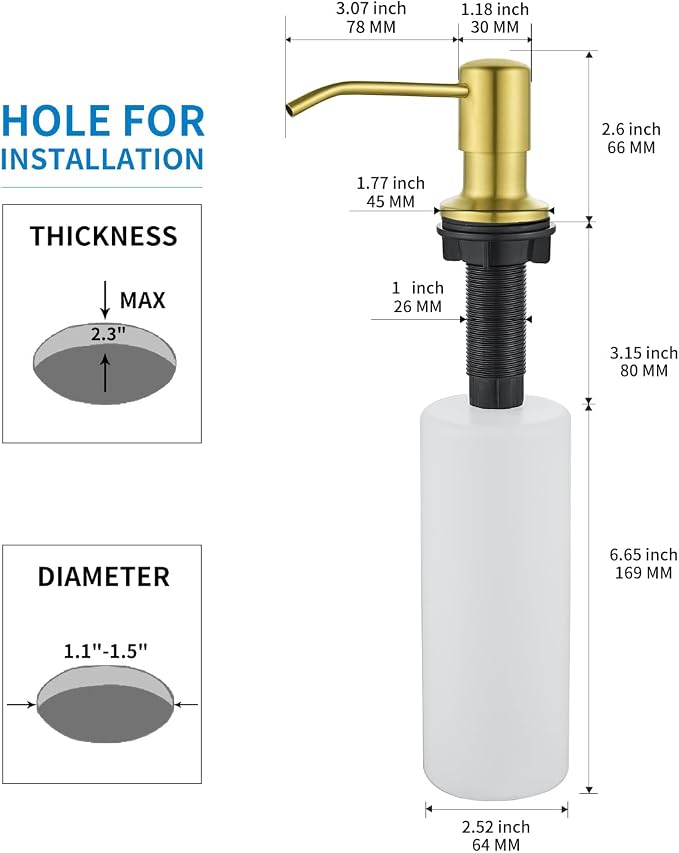Built in Soap Dispenser for Kitchen Sink, Dish Soap Hand Lotion Dispenser - Image 5
