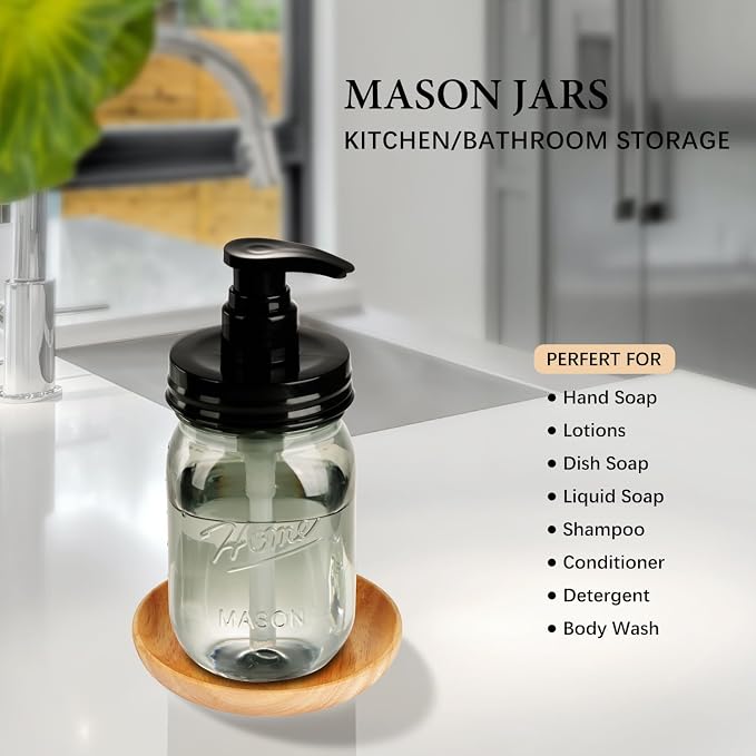 Amolliar Plastic Mason Jar Soap Dispenser - Image 6