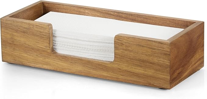 Paper Towel Dispenser Countertop, Acacia Wood Bathroom Paper Towel Holder by Bivvclaz