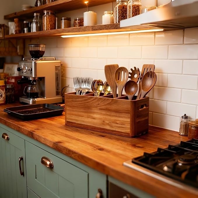 Wooden Kitchen Utensil Holder for Countertop - Image 2