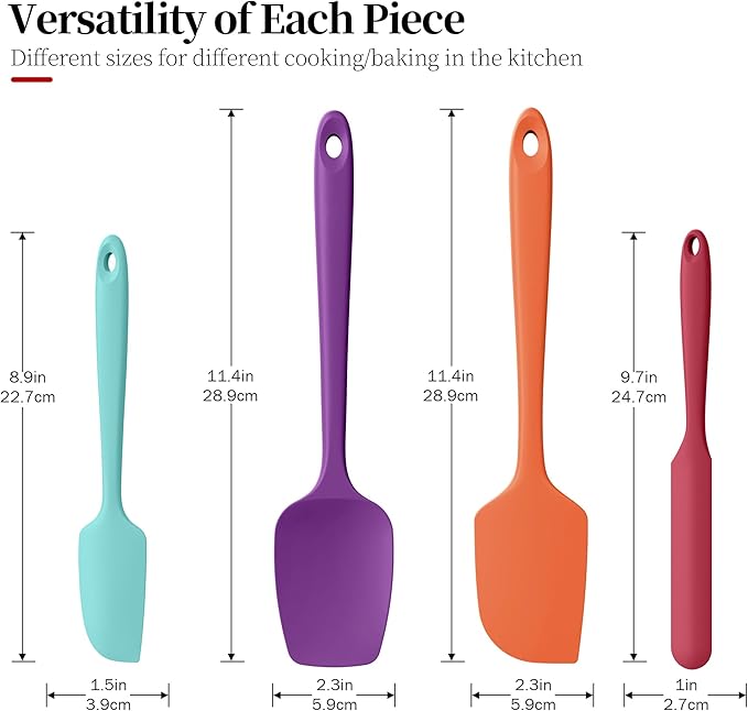 Heat Resistant Silicone Spatula Set of 4, Luxiwise 600ºF High Temp Baking - Image 2