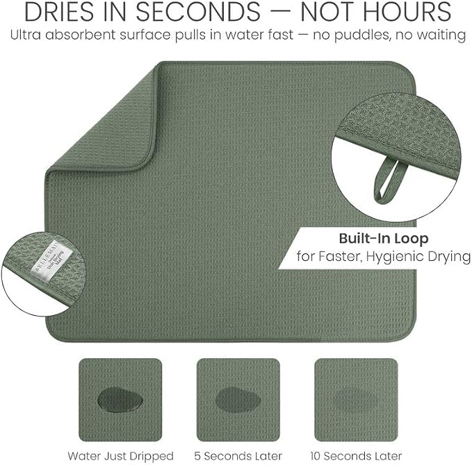 Bellemain XL Dish Mat 24" x 17" Microfiber Dish Drying Mat, Super absorbent - Image 3