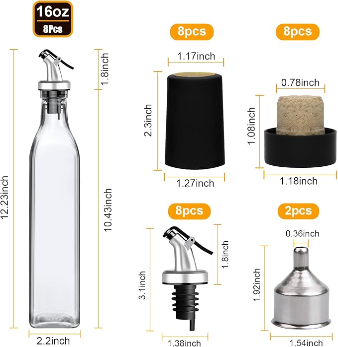Salzesfalls 8 Pack 17oz Olive Oil Dispenser Bottle, Oil Dispenser - Image 2