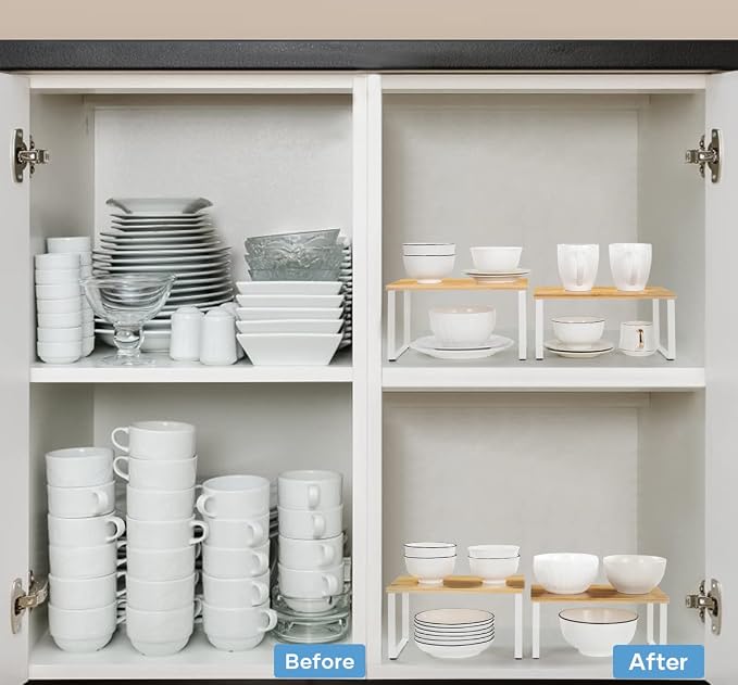 NEX Kitchen Cabinet and Counter Shelf Organizer, Stackable & Expandable - Image 3