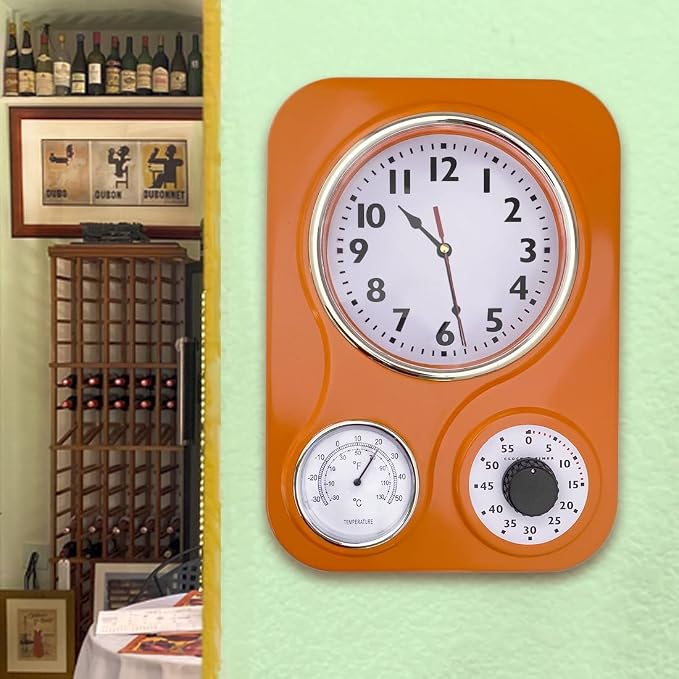 Lily's Home - 9.5 Inch x 12.5 Inch - Retro Kitchen Wall Clock, Vintage Wall - Image 3