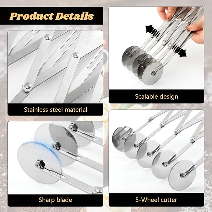 5 Wheel Stainless Steel Pizza Cutter - Image 5