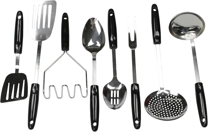 Chef Craft Basic Stainless Steel Kitchen Tool and Utensil Set, 8 Piece Set by ChefCraft