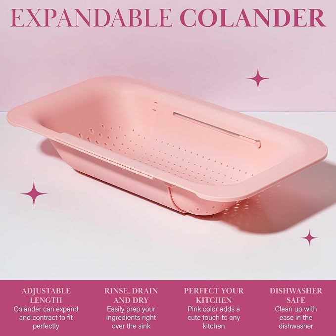 Paris Hilton Over the Sink Expandable Colander, Extendable Strainer, Adjustable - Image 3