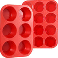 CAKETIME Silicone Muffin Pan, 2 Packs, Includes Jumbo 6 Cups and Regular 12 Cups by CAKETIME