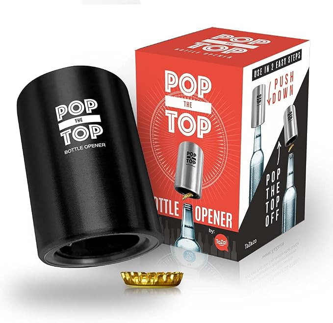 Pop-the-Top Beer Bottle Opener: Automatic Bottle Cap Opener, Push Down Pop Off by Unknown