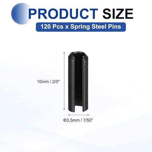 MECCANIXITY 120Pcs Slotted Split Roll Pins 7/50 Inch Dia. 2/5 Inch Length 65Mn - Image 2