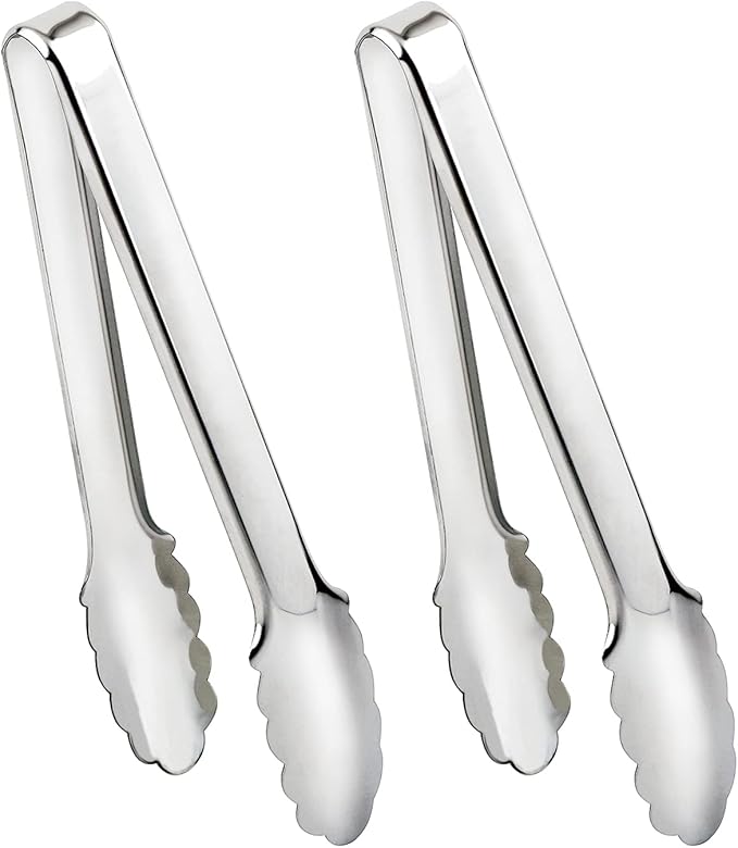2 Pack Serving Tongs Serving Utensils Salad Tongs Metal Buffet Tongs Non-slip & by IAXSEE