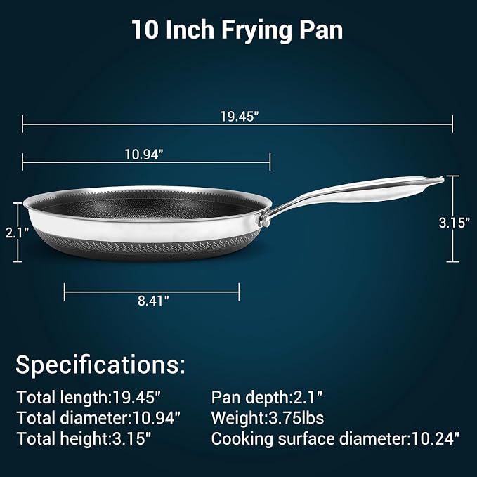10 Inch Tri-Ply Stainless Steel Hybrid Frying Pan - Image 7