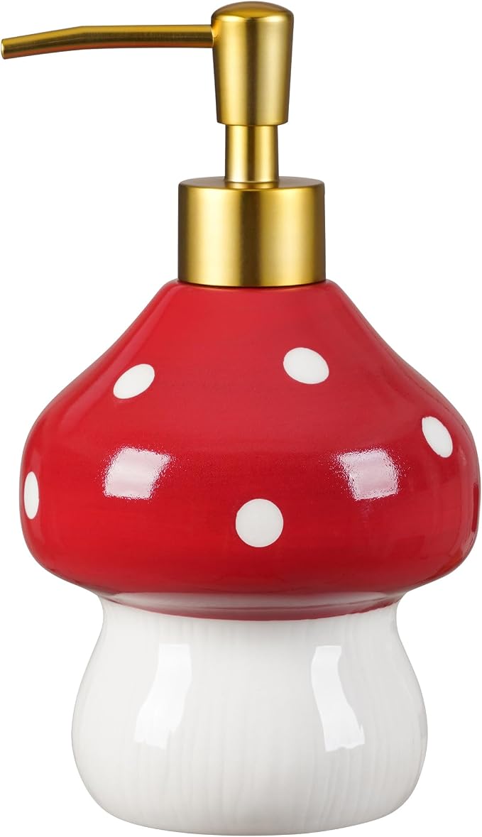 RQYIXI 17 Oz Mushroom Ceramic Soap Dispenser by RQYIXI