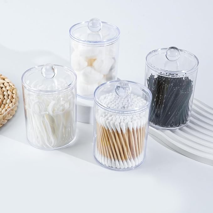 XIPENGKEJI 2 Pack Qtip Holder, Canister Apothecary Jar Set, Bathroom Jars - Image 5