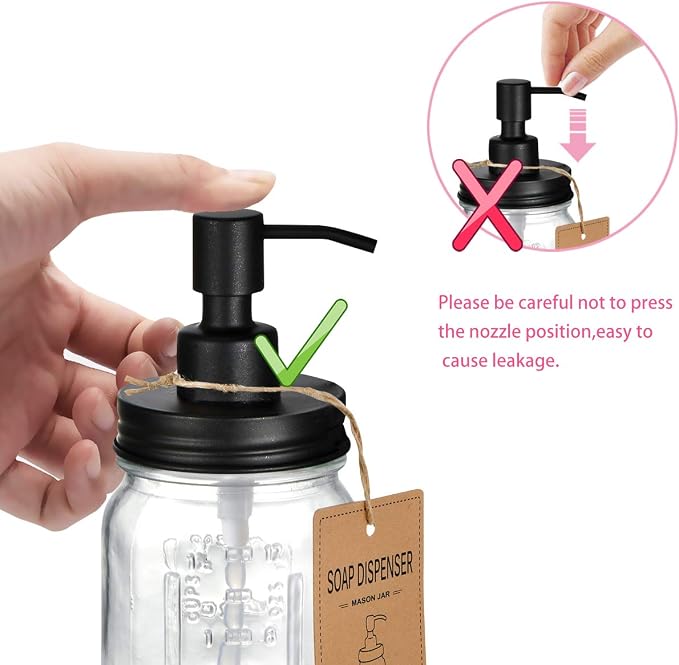 Amolliar Mason Jar Liquid Soap Dispenser, 16OZ Refillable Glass Soap Dispenser - Image 6