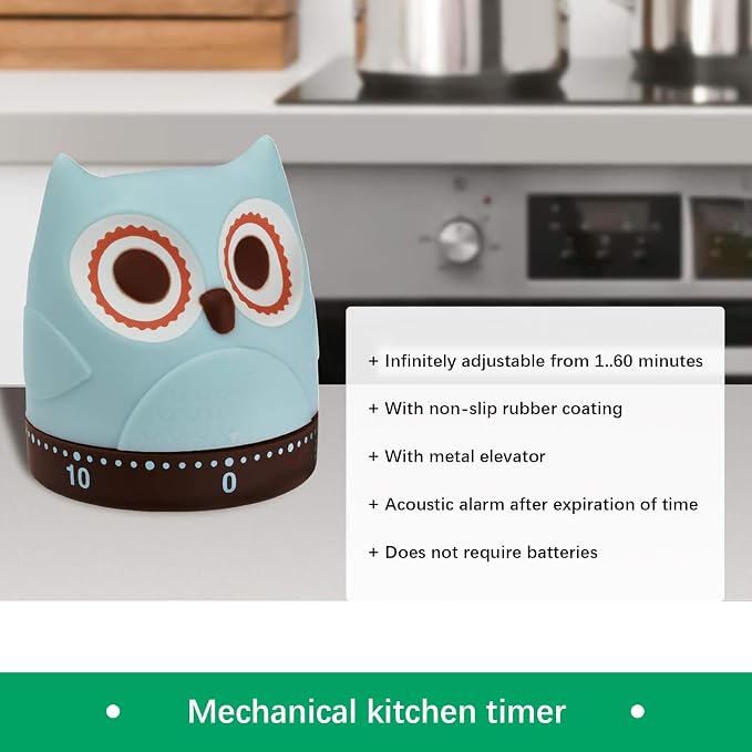 Mechanical Kitchen Timer, Cute Wind Up 60-Minute Manual Countdown - Image 4