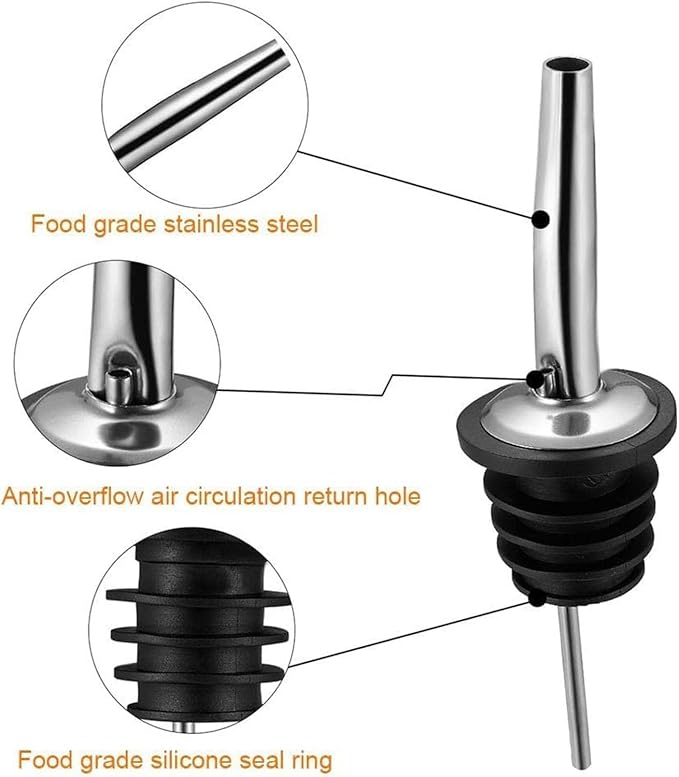 6PCS Bottle Pourer with Adapters, Oil Pourer Spout with Rubber Dust Caps - Image 4