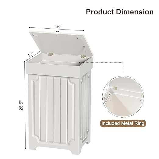 Povrgive Wood Trash Can Cabinet, 13 Gallon Hidden Kitchen Garbage Can - Image 2