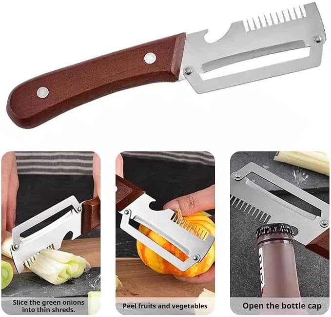 2PCS 3-in-1 Multifunctional Vegetable Peeler, Zero Snag Wooden Peeler, - Image 6