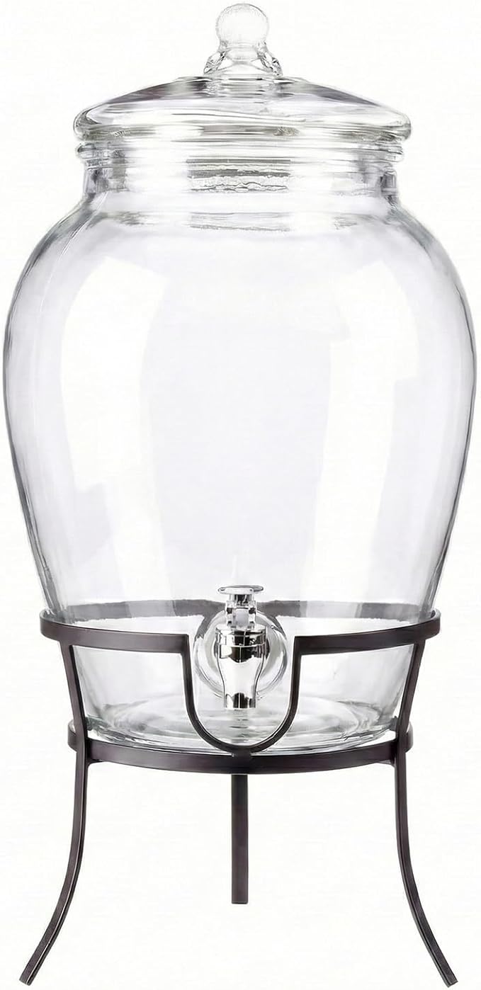Style Setter Beverage Dispenser Cold Drink Dispenser Glass Jug, Metal Stand & - Image 2