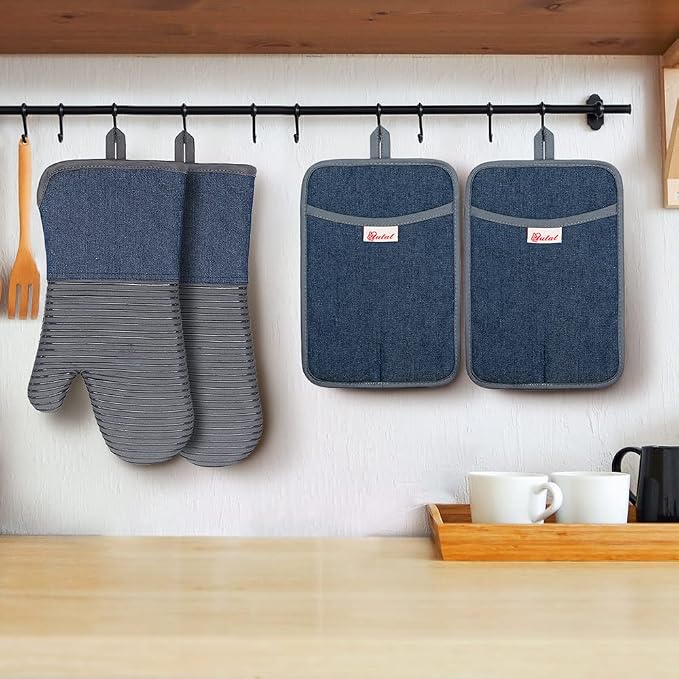 Yutat Oven Mitts, Pot Holders Set of 4 Made - Image 7