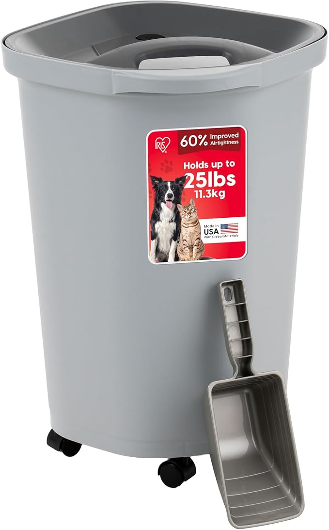 IRIS USA Pet Food Storage Container 25 lbs, Premium 60% Improved Airtight Seal by IRISUSA