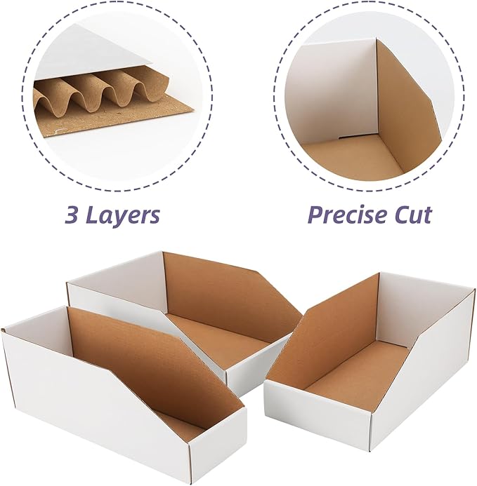 EXYGLO Cardboard Storage Bins Assorted Sizes, 35 Mixed Pack Cardboard Boxes - Image 3