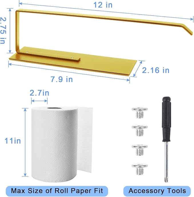 Gold Paper Towel Holder, Magnetic Paper Towel Holder - Image 2