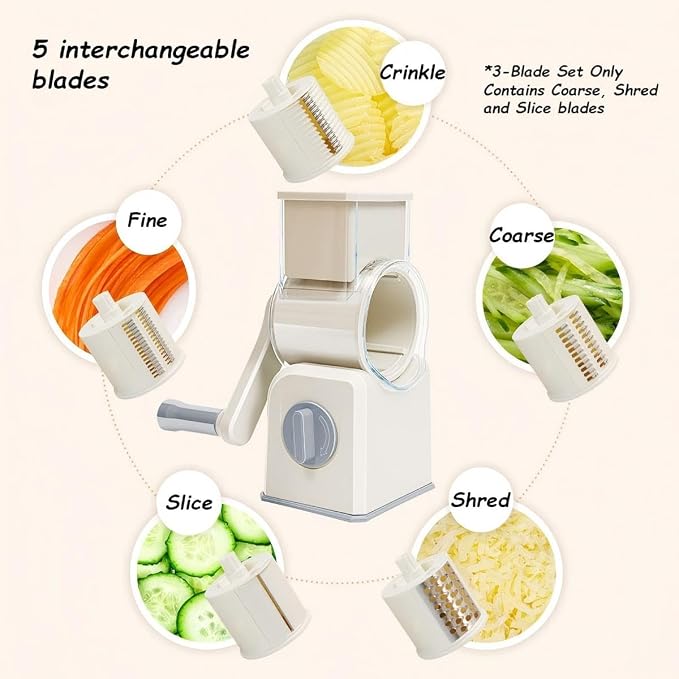 Rotary Cheese Grater with Hand Crank, and Grating Cheese, Vegetables, and Fruit - Image 6