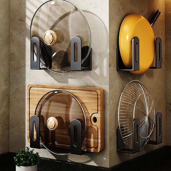 Pot Lid Rack, Wall Mounted 304 Stainless Steel Pan Lid Organizer Holder - Image 8