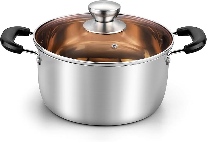 TeamFar Stock Pot 4qt, Stainless Steel Stock Soup Pasta Pot by TeamFar
