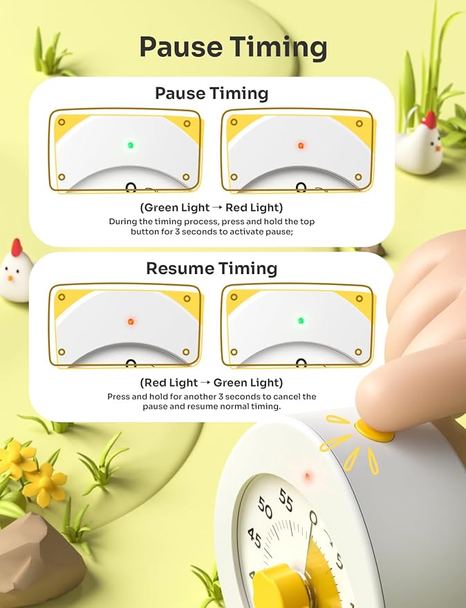 LIORQUE Visual Timer for Kids, 60-Minute Countdown Kitchen Timers for Cooking - Image 4