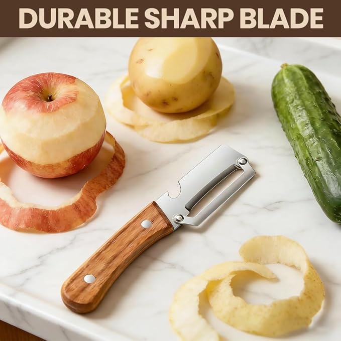 Premium Vegetable Peeler with Wooden Handle and Bottle Opener, Kitchen Gadgets - Image 5