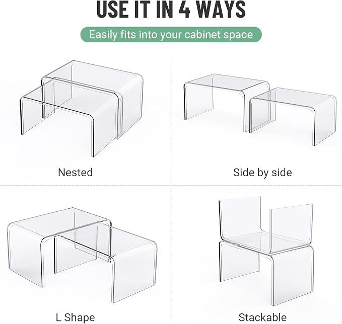 Clear Cabinet Organizer, Shelf Organizer Set of 2 - Image 7