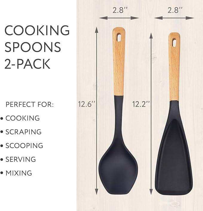 Spatula Spoon 2-Pack, Silicone Cooking Spoon - Image 2