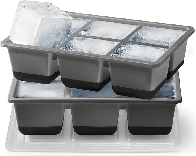 Large Ice Cube Trays 2 Pack, Easy Release 2.4" Super Big Ice Cubes, Stackable by Jrisbo