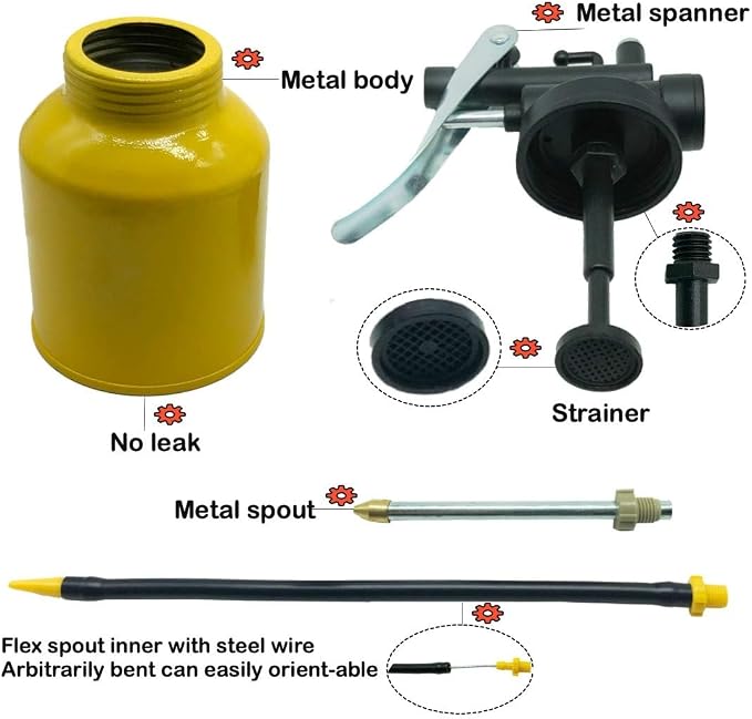Hand Pump Oiler Can Professional Level 8 oz. Capacity Pump Oiler - Image 8