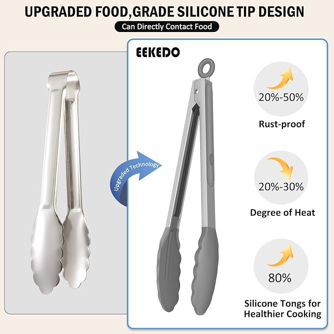 Tongs for Cooking, 600ºF High Heat-Resistant Stainless Steel Kitchen Tongs - Image 9