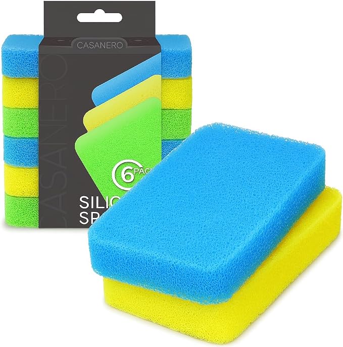 Casanero 6 Pack Silicone Dish Sponges, Heavy Duty Non Scratch Sponges by Unknown