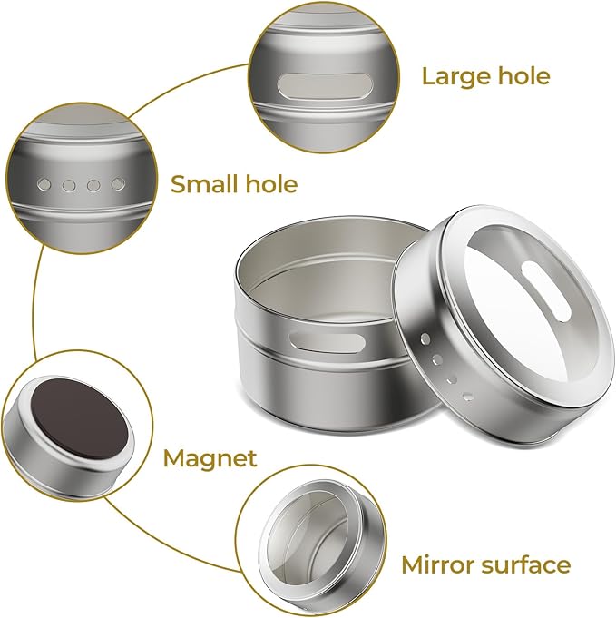 Vetacsion Set of 16 Magnetic Spice Tins - Image 3