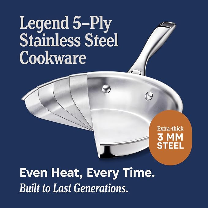 LEGEND COOKWARE 5-Ply Stainless Steel 4-Quart Sauce Pan - Image 3