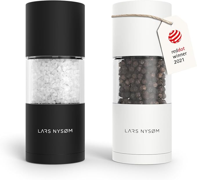 LARS NYSØM Salt and Pepper Grinder Set, Manual Salt and Pepper Mills by LN