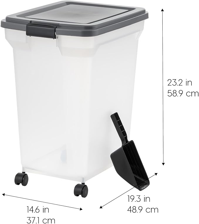 IRIS USA Dog Food Storage Container 58 lbs, Attachable Wheels, & Included Scoop - Image 2