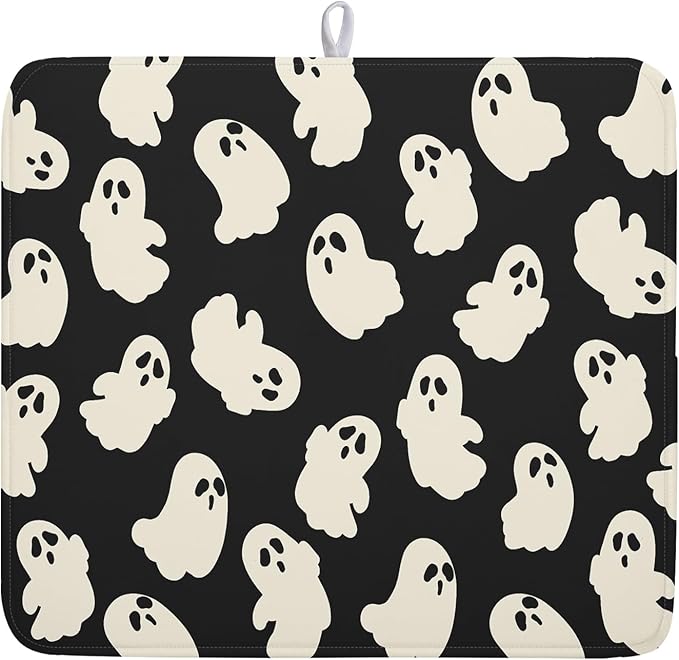 Halloween Ghost Dish Drying Mat 16X18 Inch Spooky Halloween Drying Mat by Kawani
