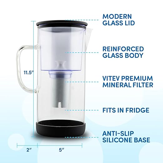 Glass Pitcher with Mineral Rich pH Balancing Filter, Sleek Glass Lid – Brita - Image 4