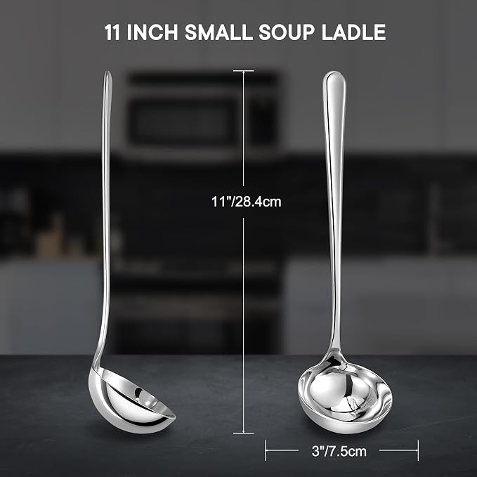 KEAWELL Premium 11" Verona Small Soup Ladle, 18/10 Stainless Steel, Heavy-Duty - Image 2