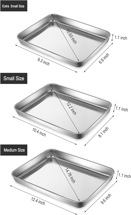 Extra Small Baking Sheet Pans Stainless Steel 304 Tiny Serving Tray 9.3 x 6.9 - Image 2