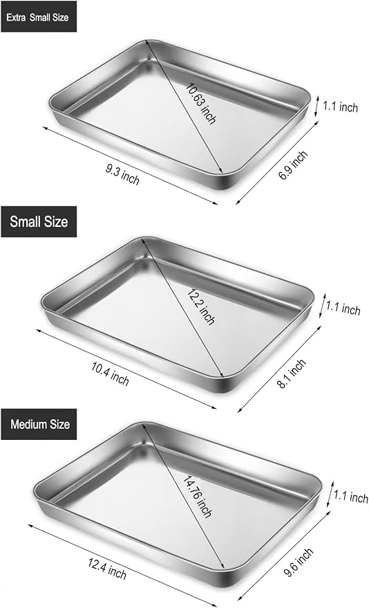 Small Cookie Baking Sheet Pans Stainless Steel 304 Little Serving Tray 10.4 - Image 2
